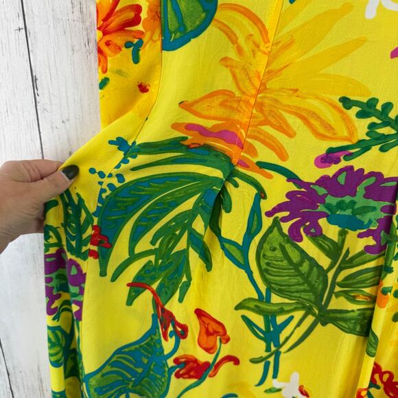 Jams World Florest Yellow Paca Palomorca Hawaiian Maxi Dress W383 Size Large - Picture 10 of 14